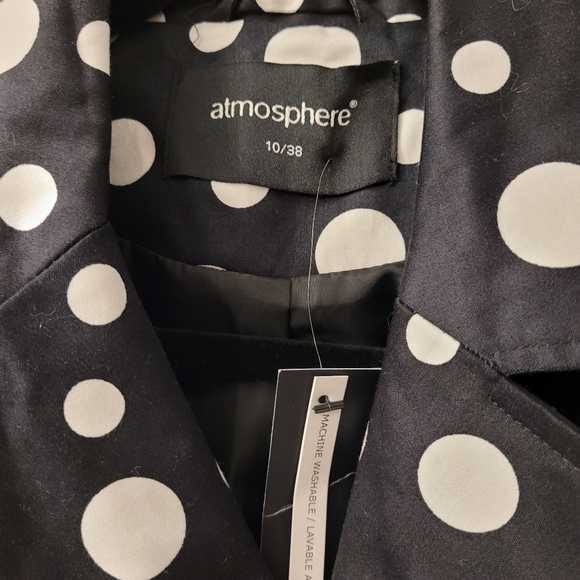 Stylish Polka Dot Trench Coat  Double Breasted Half Sleeve Mid Length Sz M - Picture 4 of 16